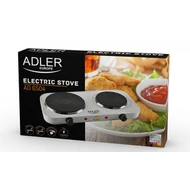 Adler AD6504 2 személyes főzőlap, 185mm-es és 155mm-es főző felület, 2500W, Fehér