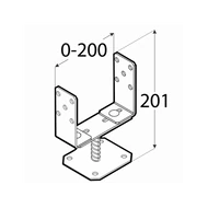 Oszloptalp lecsavarozható állítható 60-200 / 4 mm fekete