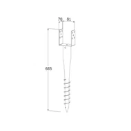Oszloptalp becsavarható (talajcsavar) 80 x 685 / 4 mm tűzihorg.