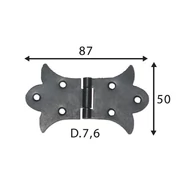 Csuklópánt díszes I. 87 x 50 / 1,8 mm fekete