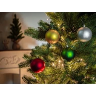 MagicHome karácsonyi gömbök, 4 db, zöld, piros, ezüst, arany, 8 cm