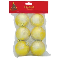 MagicHome karácsonyi gömbök, 6 részes, arany pelyhekkel, 6 cm