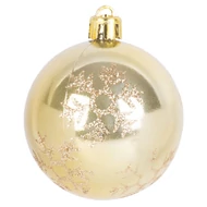 MagicHome karácsonyi gömbök, 6 részes, arany pelyhekkel, 6 cm