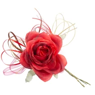 MagicHome virág, rózsa, piros, szár, virágméret: 10 cm, virághossz: 18 cm, 6db/csomag