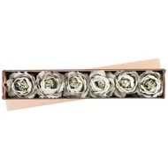 MagicHome virág, kivirult rózsa, zöld, szár, virágméret: 11 cm, virághossz: 22 cm, 6db/csomag