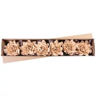 MagicHome virág, bazsarózsa szalaggal, okker, szár, virágméret: 17 cm, virághossz: 37 cm, 6db/csomag