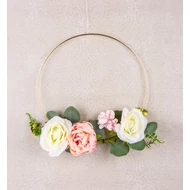 Felfüggesztett dekoráció 25 cm, virágok, arany karika