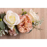 Felfüggesztett dekoráció 25 cm, virágok, arany karika