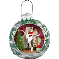 MagicHome karácsonyi dekoráció, Hógömb balerina, 7 LED, színes, dallamokkal, 3x AA, belső, 30,5 x 26