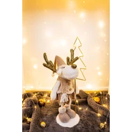 MagicHome karácsonyi dekoráció, Rénszarvas őz tányéron, 50 cm világító/villogó,