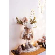 MagicHome karácsonyi dekoráció, Rénszarvas őz tányéron, 50 cm világító/villogó,