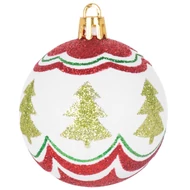 MagicHome karácsonyi gömbök, 9 db, készlet, piros-zöld, dekorációval, karácsonyfára, 6 cm