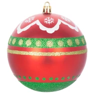 MagicHome karácsonyi gömbök, 4 db, piros-zöld, díszítéssel, karácsonyfára, 10 cm