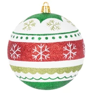MagicHome karácsonyi gömbök, 4 db, piros-zöld, díszítéssel, karácsonyfára, 10 cm