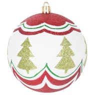 MagicHome karácsonyi gömbök, 4 db, piros-zöld, díszítéssel, karácsonyfára, 10 cm