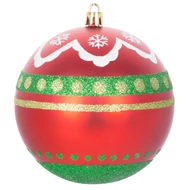 MagicHome karácsonyi gömbök, 4 db, piros-zöld, díszítéssel, karácsonyfára, 10 cm
