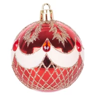 MagicHome karácsonyi gömbök, 9 db, piros, díszítéssel, karácsonyfára, 6 cm