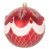 MagicHome karácsonyi gömbök, 4 db, piros, díszítéssel, karácsonyfára, 10 cm