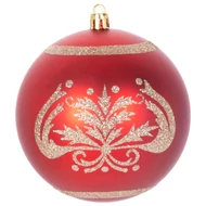 MagicHome karácsonyi gömbök, 4 db, piros, díszítéssel, karácsonyfára, 10 cm