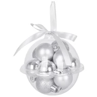MagicHome karácsonyi gömbök, 12 db, 3 cm, ezüst, karácsonyfára