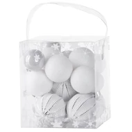 MagicHome karácsonyi gömbök, 31 db, fehér-ezüst, mix, karácsonyfára, 3-6 cm