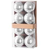 MagicHome karácsonyi gömbök, 8 db, ezüst, karácsonyfára, 7 cm