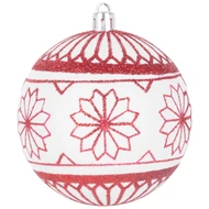 MagicHome karácsonyi gömbök, 6 db, 8 cm, piros-fehér, mix, karácsonyfára