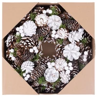 MagicHome karácsonyi koszorú, tobozokkal, havas, felfüggeszthető 32 x 8 x 32 cm