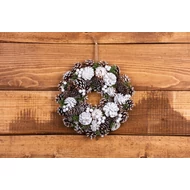 MagicHome karácsonyi koszorú, tobozokkal, havas, felfüggeszthető 32 x 8 x 32 cm