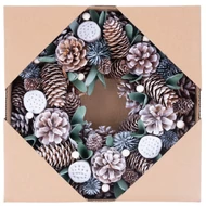 MagicHome karácsonyi koszorú, havas, tobozok, 30 cm