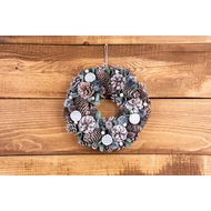 MagicHome karácsonyi koszorú, havas, tobozok, 30 cm