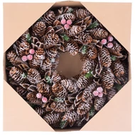 MagicHome karácsonyi koszorú, havas, tobozok, 37 x 9 x 37 cm