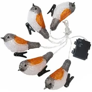 MagicHome karácsonyi Fényfüzér A Bird, 25 LED, IP 44, 3x AA, világítás, 5 madár