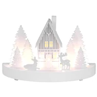 MagicHome karácsonyi dekoráció, Erdészház, 6 LED, MDF, 2x AAA, 25 x 12 x 28 cm