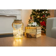 MagicHome karácsonyi dekoráció, Üvegkorsó, 30 LED meleg fehér, 3x AAA, IP 44, külső, 13 x 23,5 cm