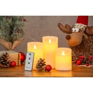 MagicHome karácsonyi gyertyák, 3 db-os készlet, LED, 3xAAA, valódi viasz, egyszerű világítás, időzítő, mozgó láng, 7,5x10; 12,5; 15 cm