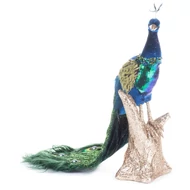 MagicHome karácsonyi dekoráció, Kék páva, pelyhes, 24 x 12 x 32 cm