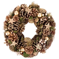 MagicHome karácsonyi koszorú, natúr, bronz, 34 cm