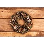MagicHome karácsonyi koszorú, natúr, bronz, 34 cm