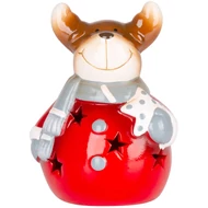 MagicHome karácsonyi dekoráció, Mosolygó rénszarvas, LED, terrakotta, 8,5 x 8,2 x 12,5 cm