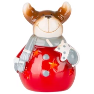 MagicHome karácsonyi dekoráció, Mosolygó rénszarvas, LED, terrakotta, 8,5 x 8,2 x 12,5 cm