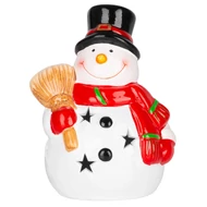 MagicHome karácsonyi dekoráció, Mosolygó hóember, LED, terrakotta, 8,5 x 8,2 x 12,5 cm