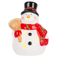 MagicHome karácsonyi dekoráció, Mosolygó hóember, LED, terrakotta, 8,5 x 8,2 x 12,5 cm