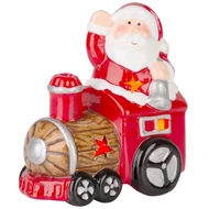 MagicHome karácsonyi dekoráció, Mikulás vonattal, LED, terrakotta, 10,3 x 6,3 x 10,7 cm
