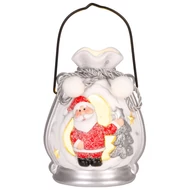 MagicHome karácsonyi dekoráció, Mikulás csomagban, LED, terrakotta, 9,8 x 8,8 x 12,8 cm