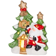 MagicHome karácsonyi dekoráció, Karácsonyfa Mikulással, LED, terrakotta, 2x AAA, 27,3 x 11 x 34 cm