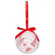 MagicHome karácsonyi gömbök, karácsonyfákkal, 6 db, 7,5 cm, piros-fehér karácsonyfára