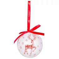 MagicHome karácsonyi gömbök, karácsonyfákkal, 14 db, 7,5 cm, piros-fehér karácsonyfára