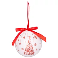 MagicHome karácsonyi gömbök, karácsonyfákkal, 14 db, 7,5 cm, piros-fehér karácsonyfára