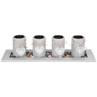 MagicHome gyertyatartó, HOME, 39 x 12,5 x 10 cm, szürke, tálcán, teagyertyákhoz